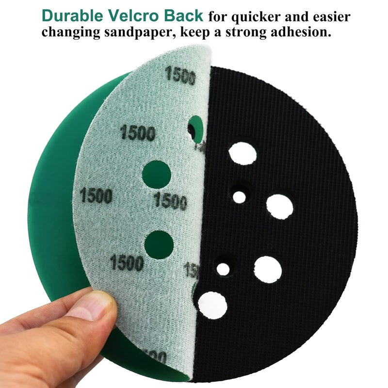 Aiyard 5-Inch 8-Hole Wet Dry Sanding Discs 1500 Grit, Polyester Film Backed Heavy-Duty Hook and Loop Sandpaper for Random Orbital Sander, 50-Pack - Image 5